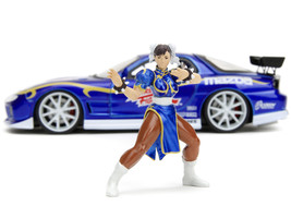 1993 Mazda RX-7 Candy Blue Metallic with Graphics and Chun-Li Diecast Figure &quot;St - $56.23