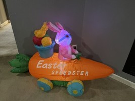 *Easter Bunny Speedster Rabbit Car Gemmy Airblown Inflatable LED Yard Decor - £31.81 GBP