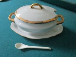 Lefton Japan Mustard Bowl With Spoon 3 X 5 1/2&quot; [81d] - $25.73