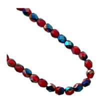 100 Opal Red Azuro Preciosa Czech Fire Polished Glass 5mm Faceted Round Beads - £3.94 GBP