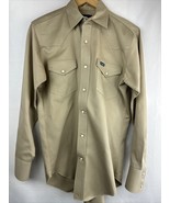 Vintage WRANGLER BRUSHPOPPER X-Long Tails 14.5-33 Pearl Snap Tan Khaki S... - $655.20 MXN