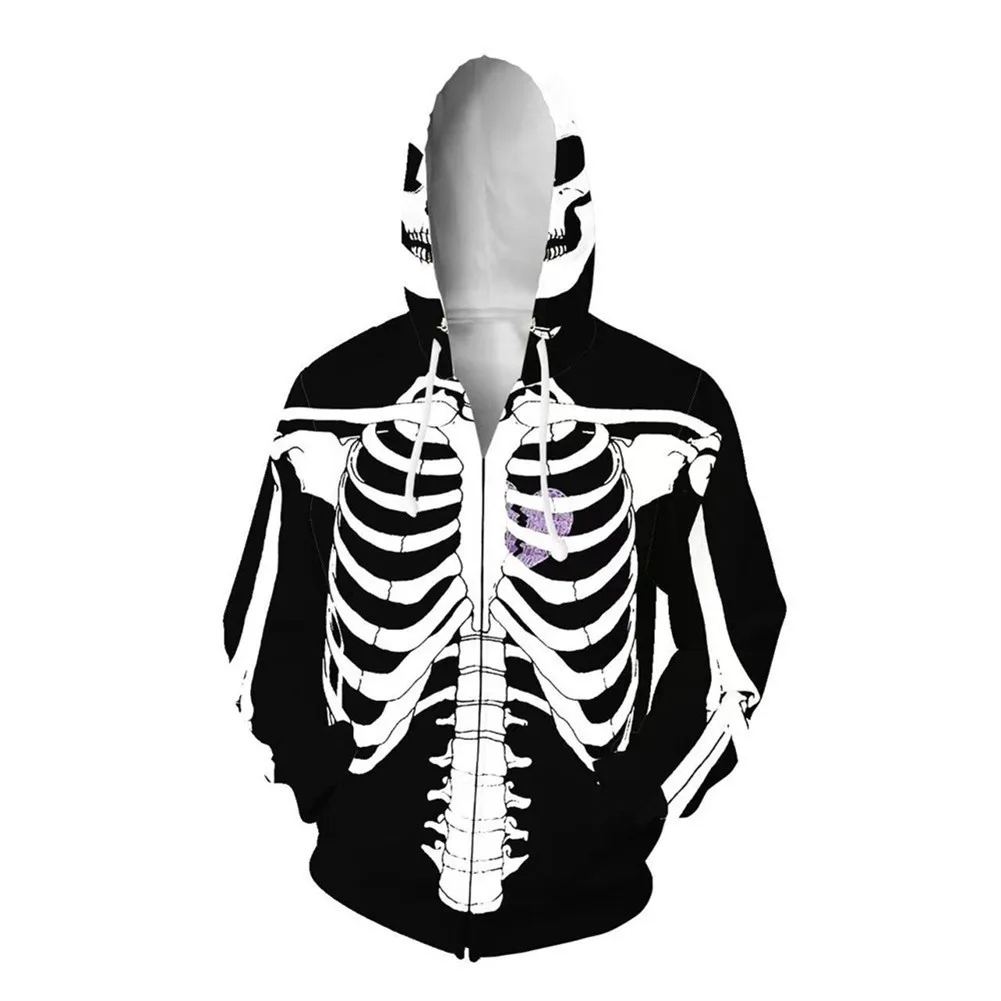 Skeleton Zip Up Hoodie  New 3D Printed Hoodies Funny  Costume Teen Unisex Couple - £98.30 GBP