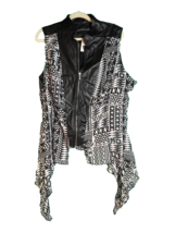 Ashley Stewart Faux Leather Sleeveless Zip Front Vest Top Black Plus 22/... - $34.62