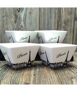 *4* CIROA Simple Serve Dessert Bowls Set PARIS Eiffel Tower White &amp; Blac... - £17.51 GBP