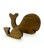 Mother &amp; Baby Whale Abstract Wooden Figurines, Nautical Decor, Boat, Bea... - $40.26 CAD