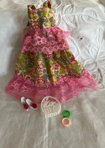 Vintage Barbie Summer Dress Trimmed in Net w Shoes Handbag &amp; 2 Bracelet - $13.56 CAD