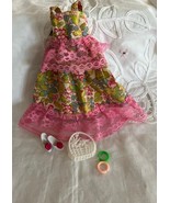Vintage Barbie Summer Dress Trimmed in Net w Shoes Handbag &amp; 2 Bracelet - $9.90