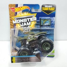 Hot Wheels 2016 Monster Jam Monster Truck Shark Shock With Team Flag NEW - £19.70 GBP