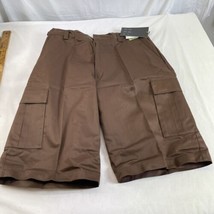 NWT Men&#39;s Regal Wear Brown Canvas Shorts Pleated Cargo Front Size 38 Wide Leg - £19.90 GBP