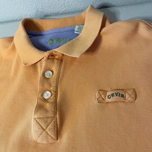 Orvis Shirt Mens Large Orange Fly Fishing 1856 Series Heavy Outdoors Polo Logo - £9.27 GBP