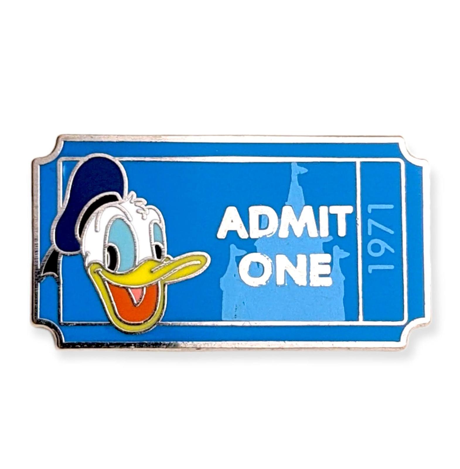 Donald Duck Disney Pin: Walt Disney World Admit One Ticket - £15.90 GBP