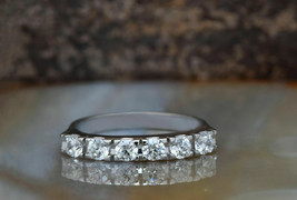 Wedding Band 1.50Ct Round Diamond 14k White Gold Over Anniversary Ring Size 6.5 - £108.01 GBP
