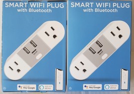 Lot of 2 Smart WiFi 2-Outlet Plug with 2 USB Ports works with Alexa &amp; Go... - £27.72 GBP
