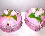 Heart shaped and oval shaped pink trinket boxes set of 2