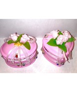 Heart shaped and oval shaped pink trinket boxes set of 2 - $16.99