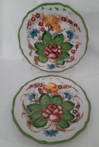 2 Signed FF Fratelli Fanciullacci Italy Hand Painted Floral Dinner Plates 9.5&quot; - £36.98 GBP