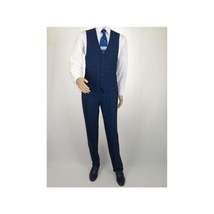 Mens Renoir 3 Piece Vested Suit Glenn Plaid Notch Lapel Business 278-2 Navy Blue image 8