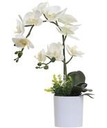 Omygarden White Orchid Artificial Flowers In Pot, Fake Plastic Orchid Fl... - £25.94 GBP