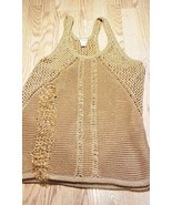 H&amp;M Conscious Collection Women&#39;s Gold Open Knit Tank Top Size: Large Cute - £14.02 GBP