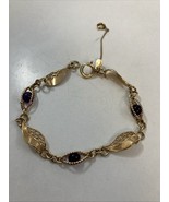 AMCO 14K Gold Filled 7.5” Bracelet With Amethyst Caged Round Stones Safe... - $872.27 MXN