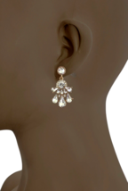 1.75&quot; Long Dainty Elegant Classic Clear Acrylic Crystal Evening Earrings Pageant - £10.46 GBP