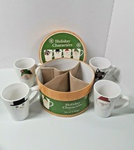 Holiday Christmas Coffee Mugs 4 pc Reindeer Elf Santa Snowman Wendover Lane - £27.14 GBP