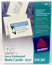 50 Avery 8317 Inkjet Note Cards Invitations Thank You Ivory Embossed US ... - $12.80