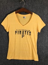 New Era Pittsburg Pirates Womens T-Shirt Size Large Yellow Short Sleeve V Neck - £7.30 GBP