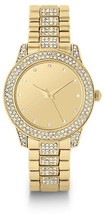 NEW Sociology 2475A Womens Mirror Dial Crystal Encrusted Yellow Gold Alloy Watch - £17.36 GBP