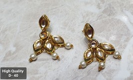 Bollywood Actress Goldplated Kundan Meena Stud Earrings Tops Jewelry Set Latestf - £13.98 GBP