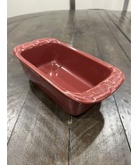 Longaberger Pottery Mini Loaf Pan Woven Traditions Paprika Red Vitrified... - $17.81