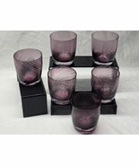 PIER 1 IMPORTS 3.75&quot; Rocks Glass Amethyst Purple Ribbed Swirl - UNUSED S... - $48.85 CAD