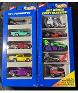 Hot Wheels 5 Car Gift Packs 50’s Favorites 1995 &amp; Crazy Classics 1996 Ne... - £20.30 GBP