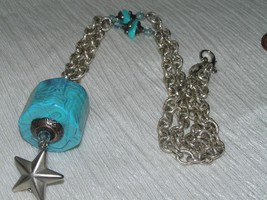 Estate Margherita Buonanno Italy Signed  Silvertone Chain with Faux Turquoise - £18.48 GBP