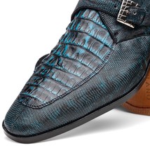 Toluca genuine crocodile and lizard dress monk strap Rustic Blue image 5