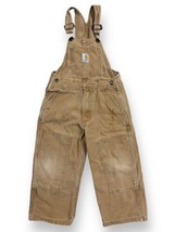 Carhartt Double Knee Bib Overalls Classic Brown Toddler sz 4 Casual Play - £19.45 GBP