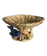 Vintage Norleans Japan Ceramic Bird Pedestal Bowl Compote Bluebird Baske... - $17.10