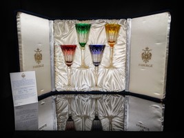 Faberge Palais Crystal Colored Goblets Glasses Set of 4 NIB - $1,350.00