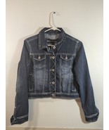 Maurices Denim Cropped Jacket Trucker Blue Fade Thick Stitch Size Medium - £12.25 GBP