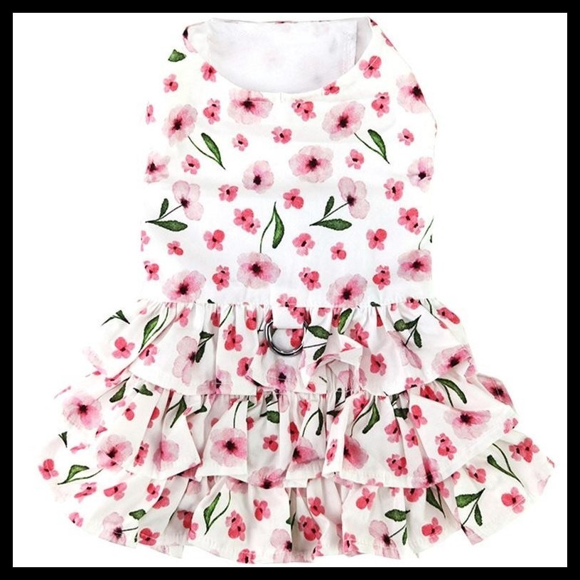 NWT Doggie Design Pink Floral 3 Tiered Ruffle Dress w/ Matching Leash XS S M Item image 4