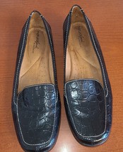 Natural Soul Fanna Women&#39;s Shoes Size 10M Croc Print Loafers Black Slip-On - $18.99