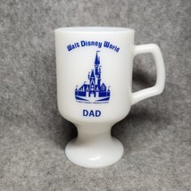 Walt Disney World DAD White Milk Glass Pedestal Mugs w/Castle EUC - £7.25 GBP