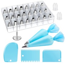 Kootek 32-Piece Piping Bags and Tips Set with 24 Icing Piping Tips, 2 Re... - £15.04 GBP
