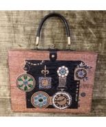 VTG Mod 1960s Bejeweled Purse Wooden Handbag Enid Collins Style - $47.66 CAD