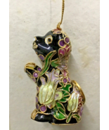 Alsan Victorian Enameling Cloisonné ornament dog flowers black - €12,87 EUR
