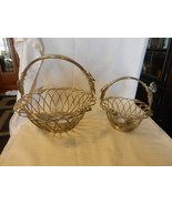 Pair of Silver Plated Wire Fruit Bread Baskets With Handles Grapes Leave... - $150.00