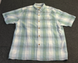 Tommy Bahama Tencel Silk Blue Plaid Button Down Shirt Men&#39;s Size XL X-Large - £23.24 GBP