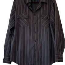 Galaxy by Harvic Men&#39;s XL Gray Striped Long Sleeve Button-Up Shirt - $14.85