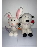 Lot Of 2 Gibson Greetings Easter Farm Friends Plush Animals Bunny And La... - £17.45 GBP