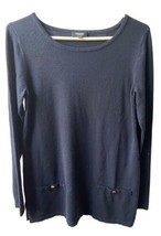 Premise Studio Womens Size S Navy Blue Long Tight Knit Sweater Pockets D... - $12.06